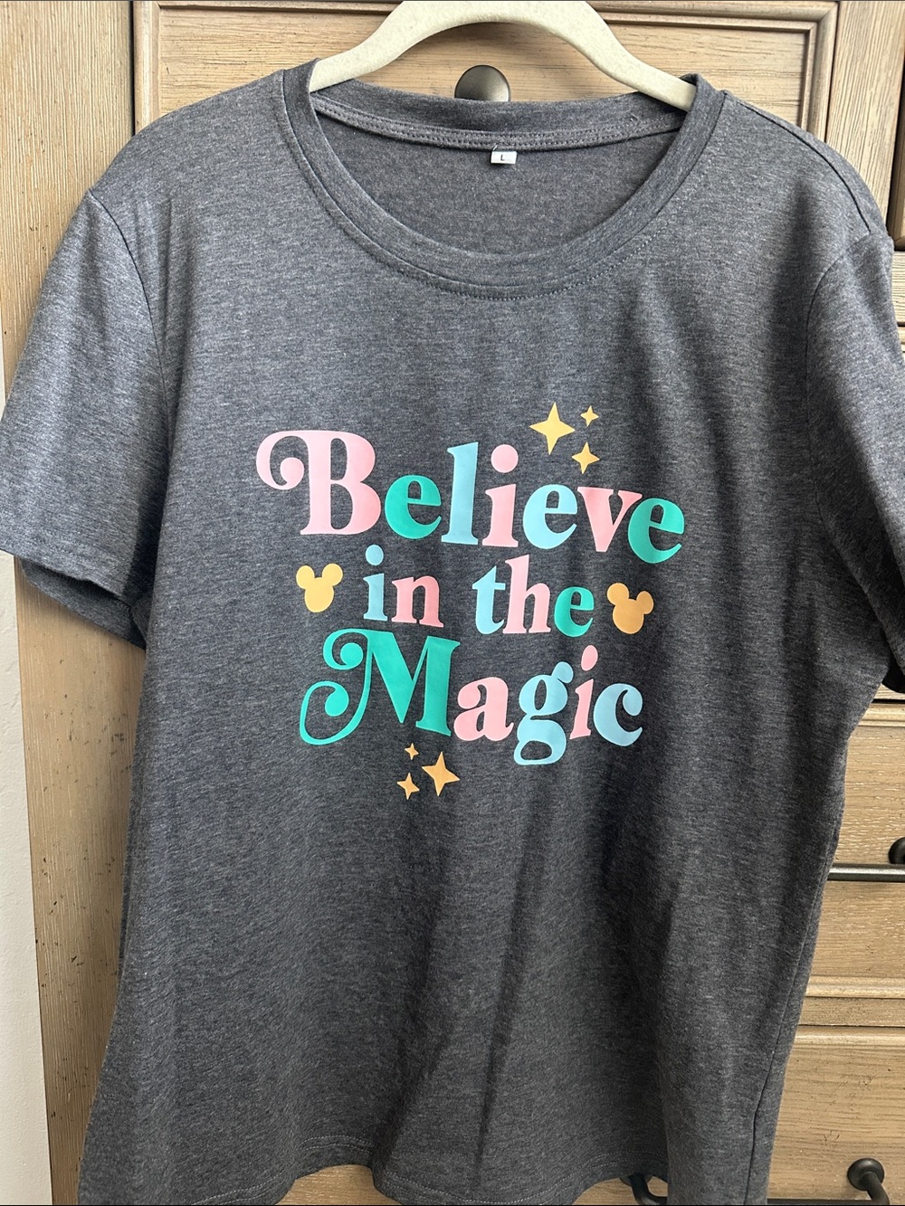 Women’s"Believe in the Magic" Graphic Tee - Gray Disney